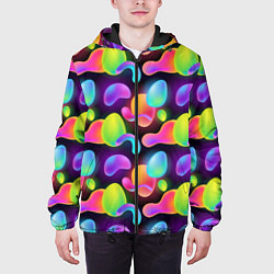 Куртка с капюшоном мужская Ночные фонарики-светлячки, цвет: 3D-черный — фото 2