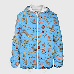 Куртка с капюшоном мужская Кролик и Синичка, цвет: 3D-белый