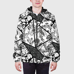 Куртка с капюшоном мужская Цветочный Кинцуги Kintsugi, цвет: 3D-черный — фото 2