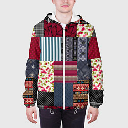 Куртка с капюшоном мужская Деревенский стиль Пэчворк, цвет: 3D-белый — фото 2