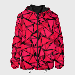 Куртка с капюшоном мужская Красно-черный полигональный, цвет: 3D-черный