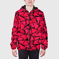 Куртка с капюшоном мужская Красно-черный полигональный, цвет: 3D-черный — фото 2