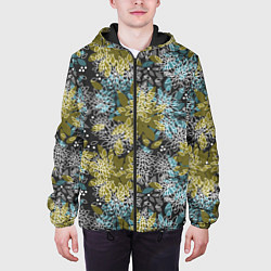 Куртка с капюшоном мужская Черно оливковый цветочный, цвет: 3D-черный — фото 2