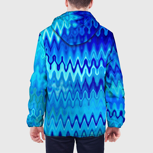 Мужская куртка Синий-голубой абстрактный узор / 3D-Белый – фото 4