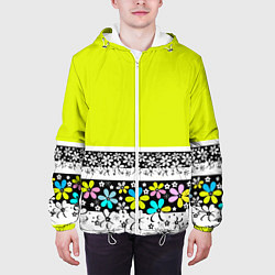 Куртка с капюшоном мужская Яркий цветочный узор, цвет: 3D-белый — фото 2