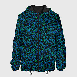 Куртка с капюшоном мужская Абстрактный зелено-синий узор, цвет: 3D-черный