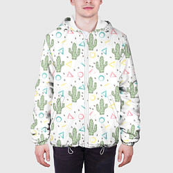 Куртка с капюшоном мужская Кактусы, цвет: 3D-белый — фото 2