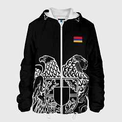 Куртка с капюшоном мужская Герб Армении и флаг, цвет: 3D-белый