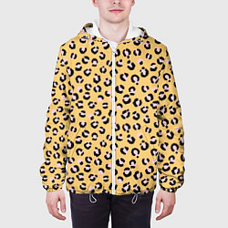 Куртка с капюшоном мужская Желтый леопардовый принт, цвет: 3D-белый — фото 2
