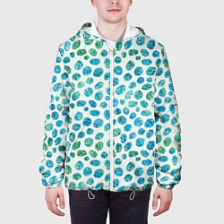 Куртка с капюшоном мужская Драгоценные зеленые камешки, цвет: 3D-белый — фото 2
