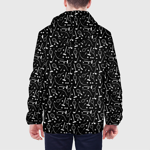 Мужская куртка Черно-белый спортивный узор / 3D-Белый – фото 4