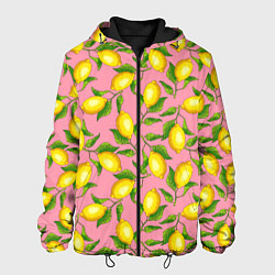 Куртка с капюшоном мужская Лимоны паттерн, цвет: 3D-черный