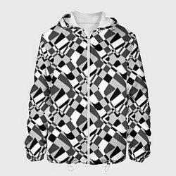 Куртка с капюшоном мужская Черно-белый абстрактный узор, цвет: 3D-белый