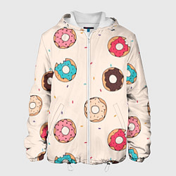 Куртка с капюшоном мужская Кусанные пончики, цвет: 3D-белый