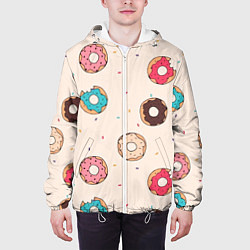 Куртка с капюшоном мужская Кусанные пончики, цвет: 3D-белый — фото 2