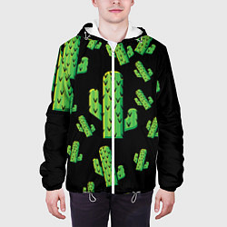 Куртка с капюшоном мужская Cactus Time - Веселые кактусы, цвет: 3D-белый — фото 2