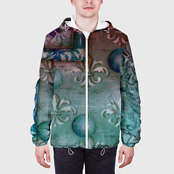 Куртка с капюшоном мужская Объемная абстракция - Флер-де-лис, цвет: 3D-белый — фото 2