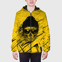 Куртка с капюшоном мужская Череп Хипстер Гранж Брызги, цвет: 3D-черный — фото 2