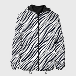 Куртка с капюшоном мужская Черно-белый полосатый тигровый, цвет: 3D-черный