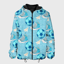Куртка с капюшоном мужская Юный футболист, цвет: 3D-черный