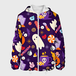 Куртка с капюшоном мужская HALLOWEEN BTS BT21 PATTERN БТ21 БТС ХЕЛЛОУИН, цвет: 3D-белый