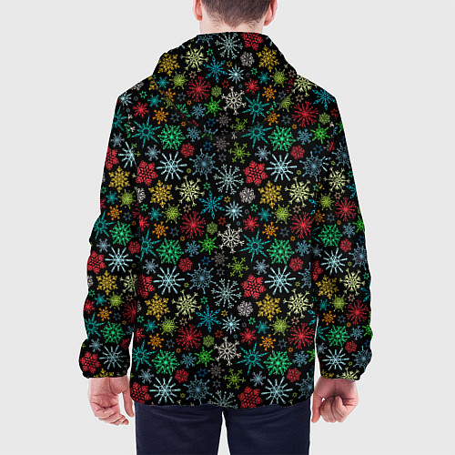 Мужская куртка Разноцветные Снежинки / 3D-Черный – фото 4
