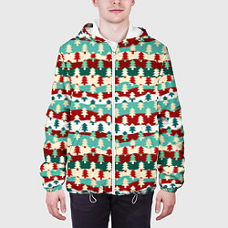 Куртка с капюшоном мужская Ёлочки новогодний дизайн, цвет: 3D-белый — фото 2