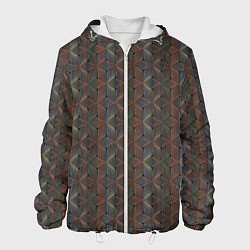 Куртка с капюшоном мужская Абстракция из разноцветных треугольников из линий, цвет: 3D-белый
