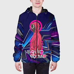 Куртка с капюшоном мужская Игра в кальмара: Абстракция, цвет: 3D-черный — фото 2
