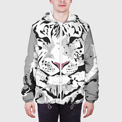 Куртка с капюшоном мужская Белый снежный тигр, цвет: 3D-белый — фото 2