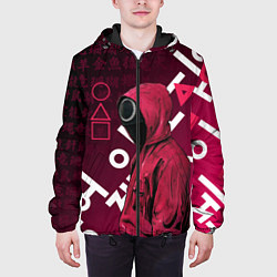 Куртка с капюшоном мужская ИГРА В КАЛЬМА, УЗОР ИЕРОГЛИФЫ, цвет: 3D-черный — фото 2
