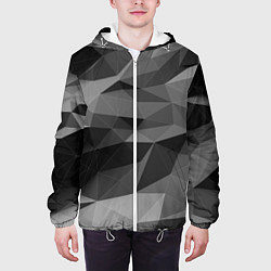 Куртка с капюшоном мужская Чб абстракция, цвет: 3D-белый — фото 2