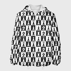 Куртка с капюшоном мужская Шахматы Шахматные Фигуры, цвет: 3D-белый