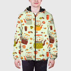Куртка с капюшоном мужская Осенние чаепитие, цвет: 3D-черный — фото 2