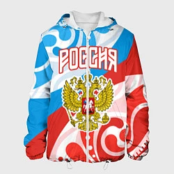 Куртка с капюшоном мужская Россия! Герб, цвет: 3D-белый