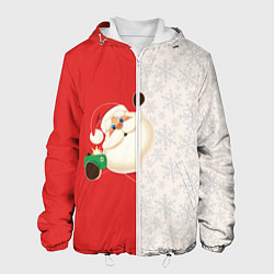 Куртка с капюшоном мужская Дед Мороз селфи, цвет: 3D-белый