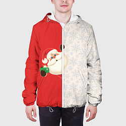 Куртка с капюшоном мужская Дед Мороз селфи, цвет: 3D-белый — фото 2