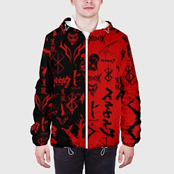 Куртка с капюшоном мужская BERSERK BLACK RED БЕРСЕРК ПАТТЕРН, цвет: 3D-белый — фото 2