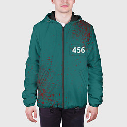 Куртка с капюшоном мужская Игра в кальмара: Персонаж 456, цвет: 3D-черный — фото 2