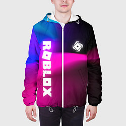 Куртка с капюшоном мужская Роблокс лого х эмблема, цвет: 3D-белый — фото 2