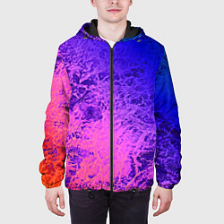 Куртка с капюшоном мужская Абстрактный пурпурно-синий, цвет: 3D-черный — фото 2