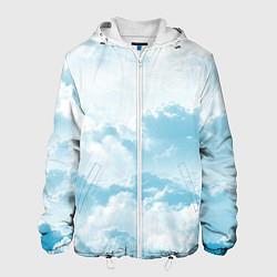 Куртка с капюшоном мужская Плотные облака, цвет: 3D-белый