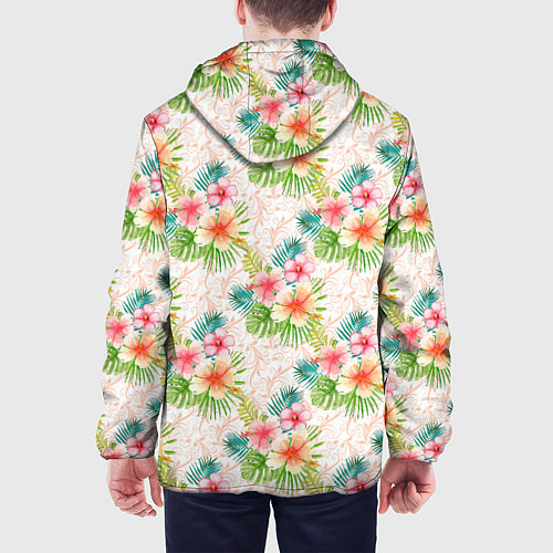 Мужская куртка Гавайские цветы / 3D-Белый – фото 4