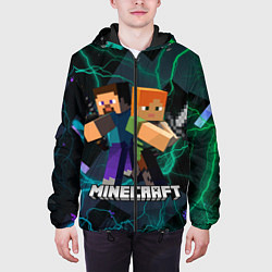 Куртка с капюшоном мужская Молнии Майнкрафт, цвет: 3D-черный — фото 2