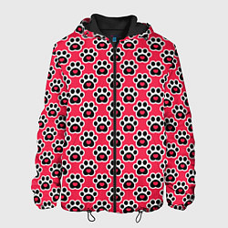 Куртка с капюшоном мужская Следы от Лап с Сердечками, цвет: 3D-черный