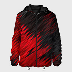 Куртка с капюшоном мужская ЧЁРНО КРАСНЫЕ КРАСКИ RED BLACK STRIPES, цвет: 3D-черный