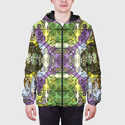 Куртка с капюшоном мужская Коллекция Фрактальная мозаика Фиолетово-зеленый, цвет: 3D-черный — фото 2