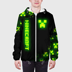 Куртка с капюшоном мужская MINECRAFT NEON LOGO CREEPER, цвет: 3D-белый — фото 2