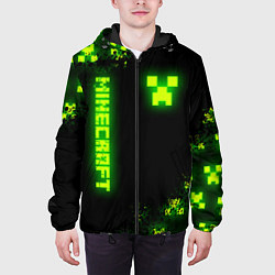 Куртка с капюшоном мужская MINECRAFT NEON LOGO CREEPER, цвет: 3D-черный — фото 2