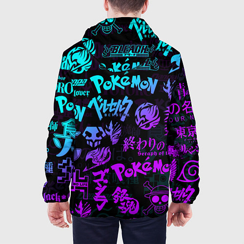 Мужская куртка ANIME LOGOBOMBING NEON НЕОН ЛОГО АНИМЕ / 3D-Белый – фото 4